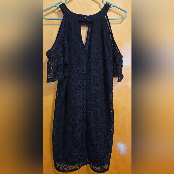 A. Byer Navy Lace Mini Dress L - Picture 4 of 5